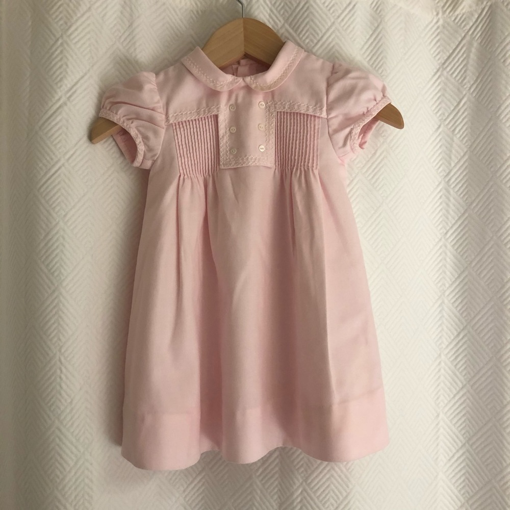 tailored baby girl dress in pink. 18 months